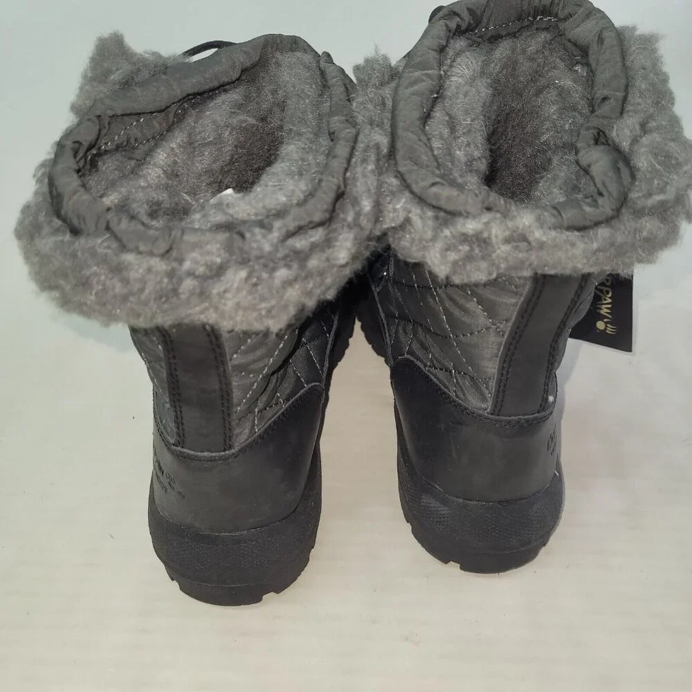Bearpaw Boot Youth Size 1 Black Bethany Waterproof Leather Wool Blend Lining New